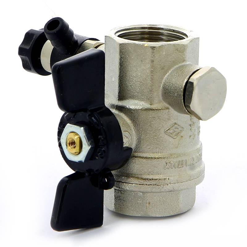 Кран шаровой Bugatti OREGON ВВ с заглушкой и дренажным вентилем бабочка 3/4 03320013