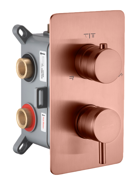 Смеситель для душа встраиваемый Boheme Cell на 3 потребителя без излива с внутренней частью copper brushed 135-3-CB