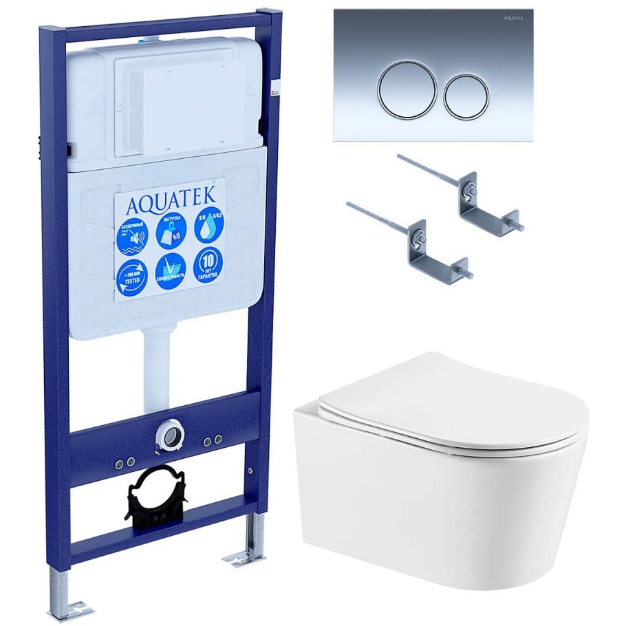 Комплект инсталляции AQUATEK ОБЕРОН T (рама INS-0000012, крепеж KKI-0000002, клавиша KDI-0000018, унитаз AQ1365T-00 soft-close) INS-0000012/KKI-0000002/KDI-0000018/AQ1365T-00
