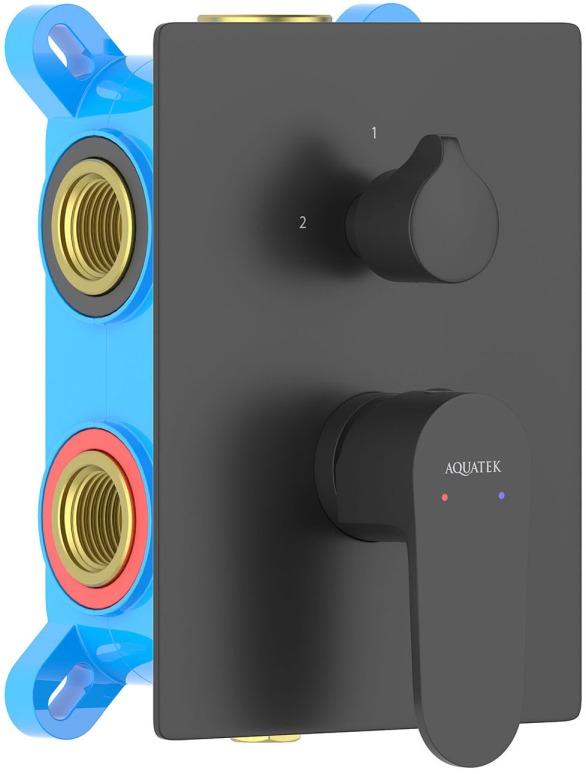 Смеситель для ванны Aquanet Oberon скрытого монтажа 3 режима матовый черный AQ1247MB