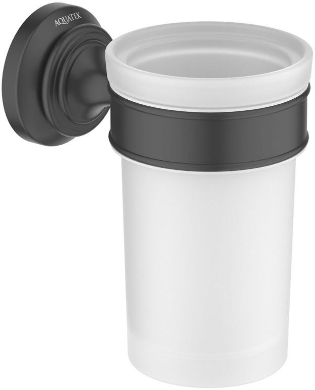 Стакан с держателем Aquanet Классик матовый черный AQ4527MB