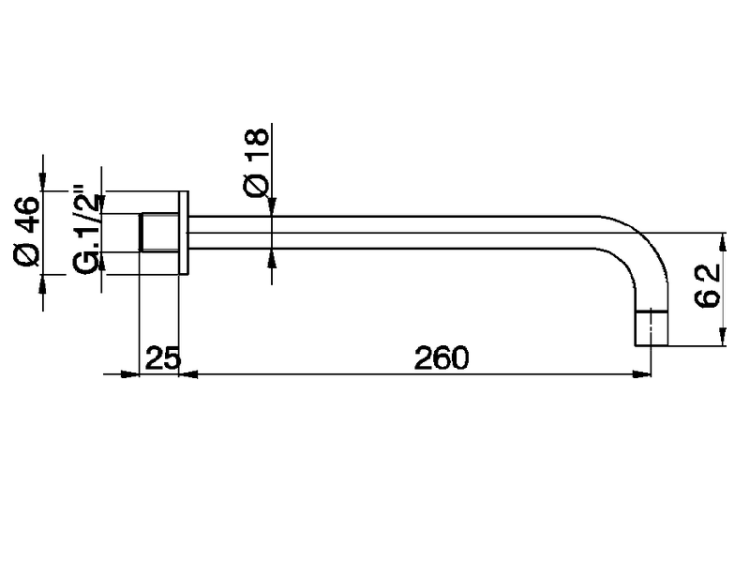 Излив настенный Cisal 260 мм матовый черный ZA00225140