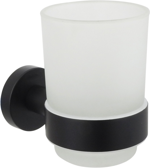Стакан с держателем Aquanet ВЕГА матовый черный AQ4004MB