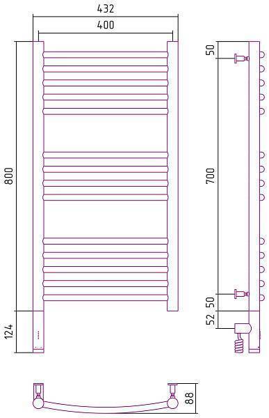 Полотенцесушитель электрический Сунержа Богема 3.0 800x400 мм левый золото 03-5802-8040