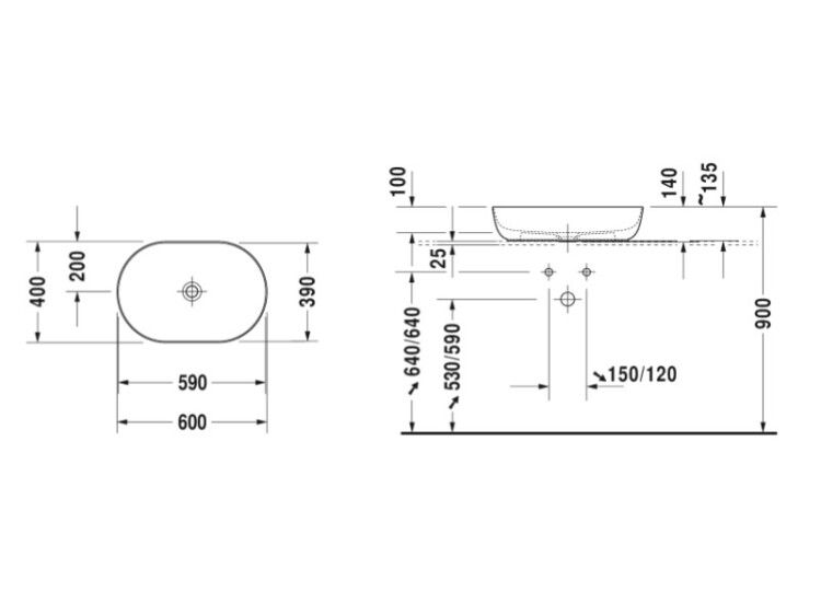 Раковина Duravit Luv 600x400 мм без отверстия для смесителя цвет белый/серый шелковисто-матовый 0379602300
