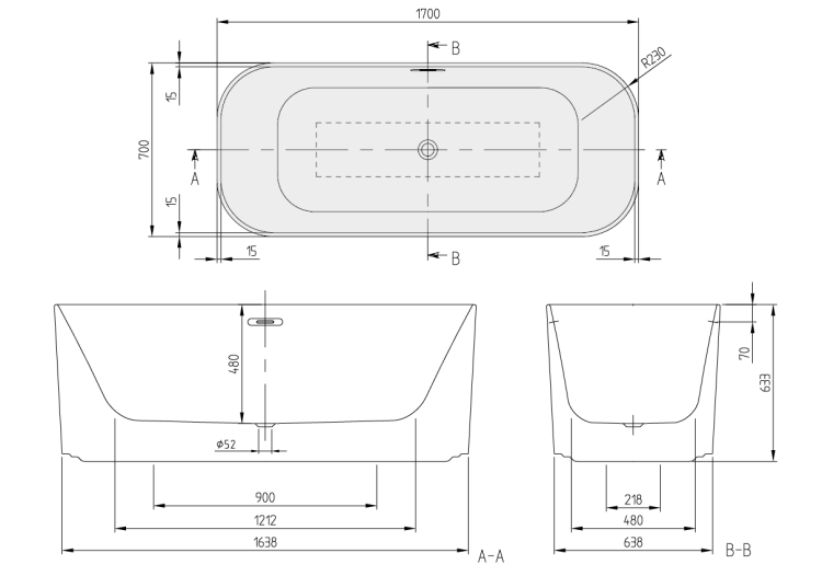 Ванна отдельностоящая Villeroy & Boch Finion 1700x700 мм альпийский белый UBQ177FIN7N100V101