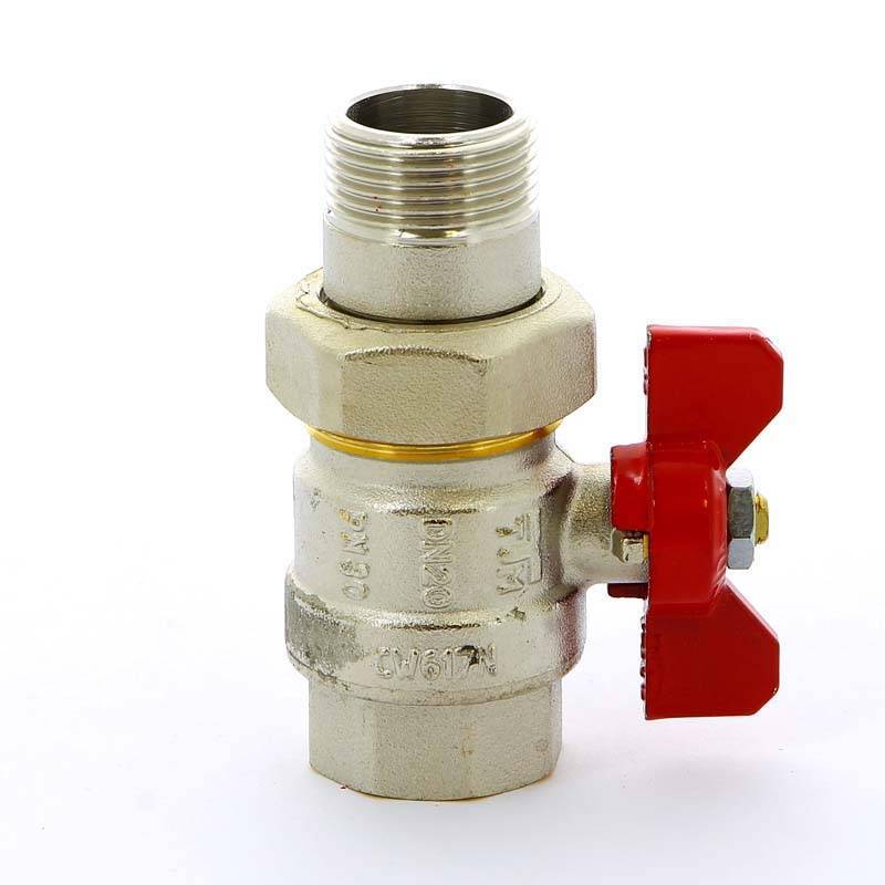 Кран шаровой Tiemme НВ с разъемным соединением для коллектора бабочка 3/4 2120001