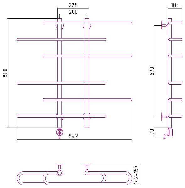 Полотенцесушитель электрический Стилье Формат 15 90x80 см без покрытия 00515-8090