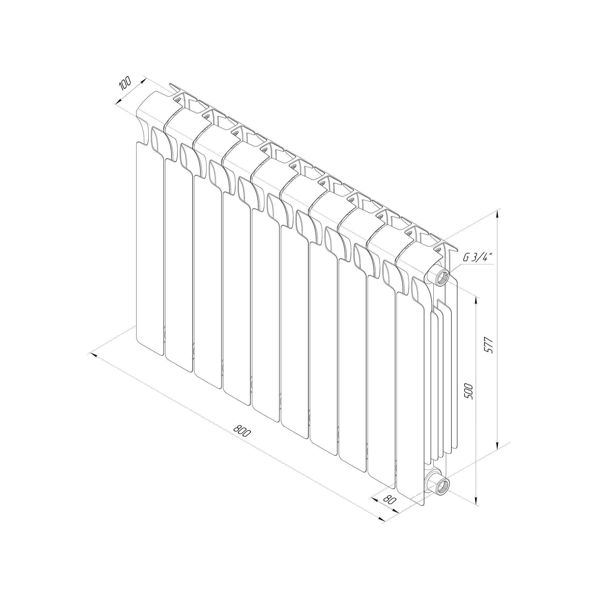 Радиатор биметаллический RIFAR Monolit 500 10 секций боковое подключение Капучино 11652