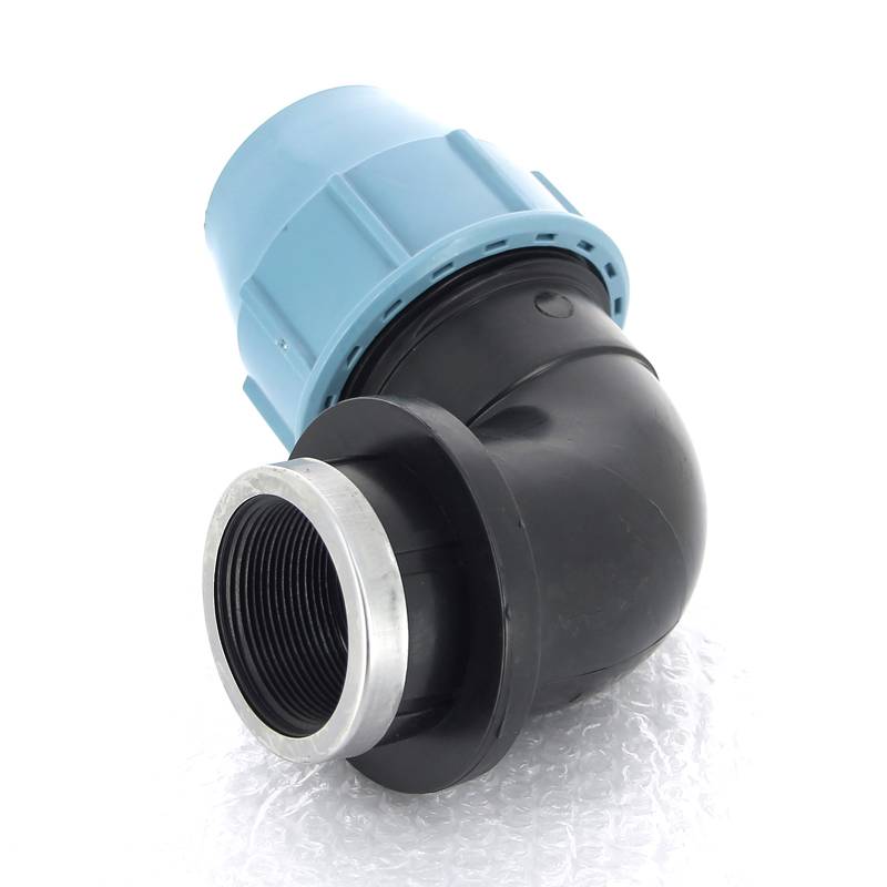 Угольник обжимной Unidelta Deltone 63х2 внутренняя резьба для ПНД труб 1009064007