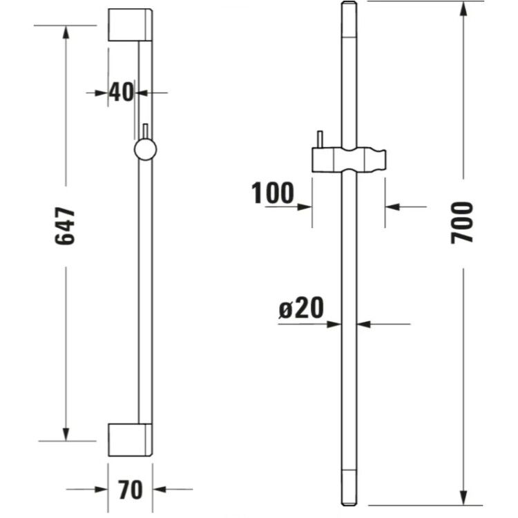 Штанга для душа Duravit 700 мм черный матовый UV0600003046