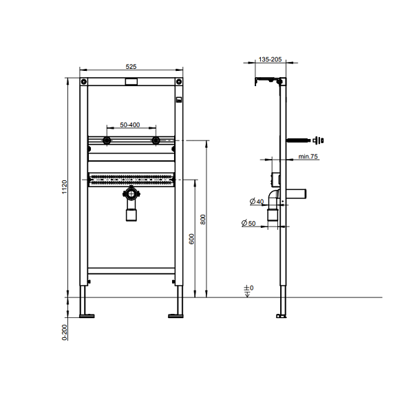 Инсталляция для раковины Villeroy & Boch ViConnect 525x75x1120 мм 92214900