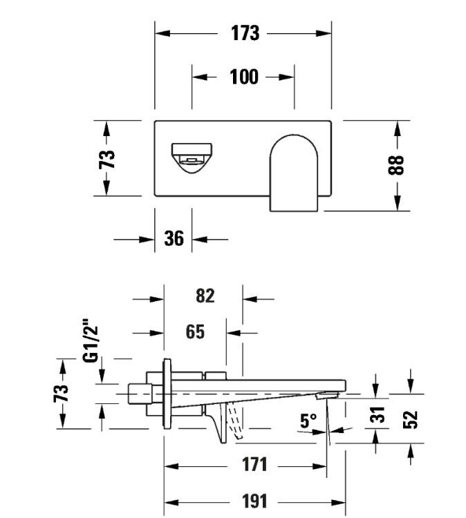 Смеситель для раковины Duravit Tulum настенный черный матовый TU1070004046.