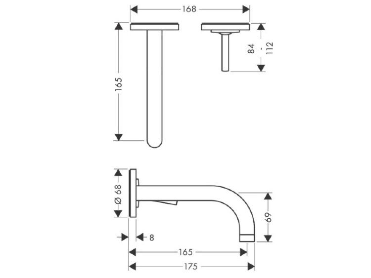 Смеситель для раковины AXOR Uno настенный встраиваемый шлифованное красное золото 38113310