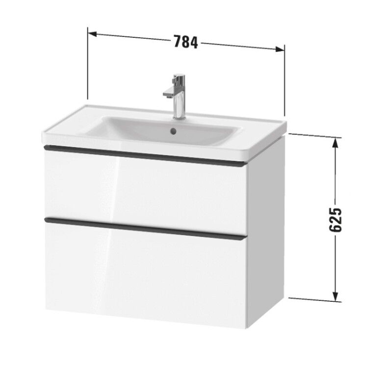 Тумба под раковину Duravit D-Neo подвесная 784x452x625 мм 2 ящика цвет белый DE4355004220000