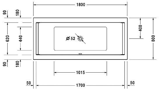 Ванна акриловая Duravit Starck 1800x800 мм встраиваемая 700338000000000