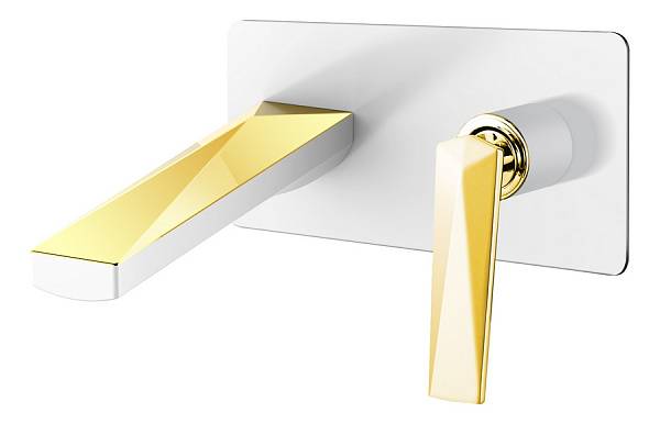 Смеситель для раковины встраиваемый Boheme Venturo белый золото 385-W