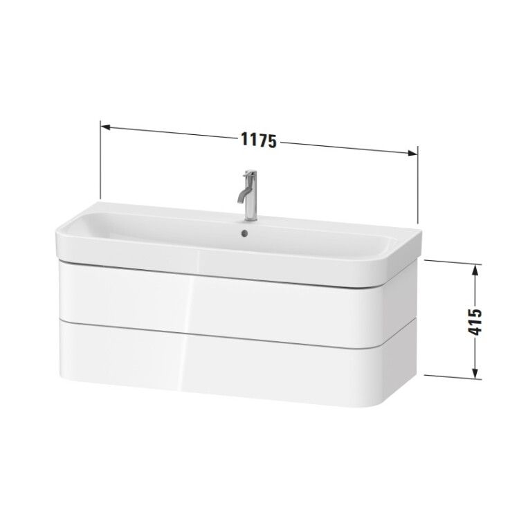 Тумба под раковину подвесная Duravit Happy D.2 Plus 1175x490x415 мм, 2 ящика, белый HP4389022220000