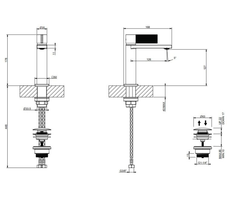 Смеситель для раковины Gessi Inverco Rigato Brass Brushed PVD 73551727