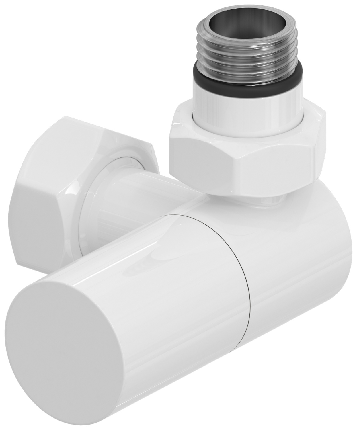 Вентиль регулировки температуры Сунержа 3D правый цилиндр G 1/2 x G 3/4 белый глянец 12-1403-1234