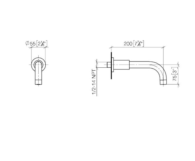 Излив настенный Dornbracht Tara 200 мм платина 13801892-08