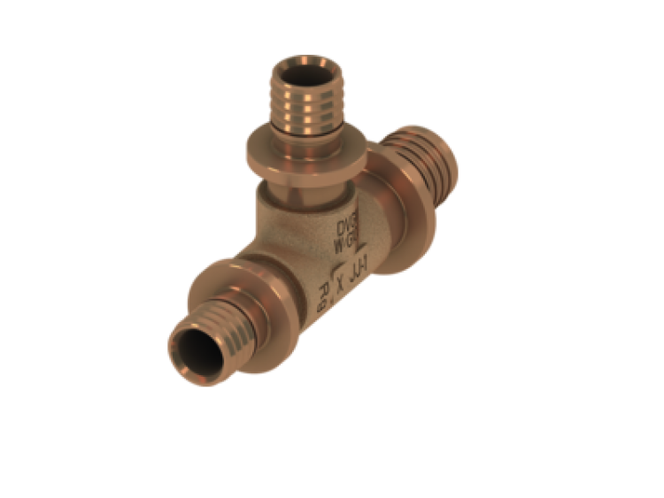 Тройник редукционный 90° TECEflex 16 x 20 x 16 мм бронза 710601