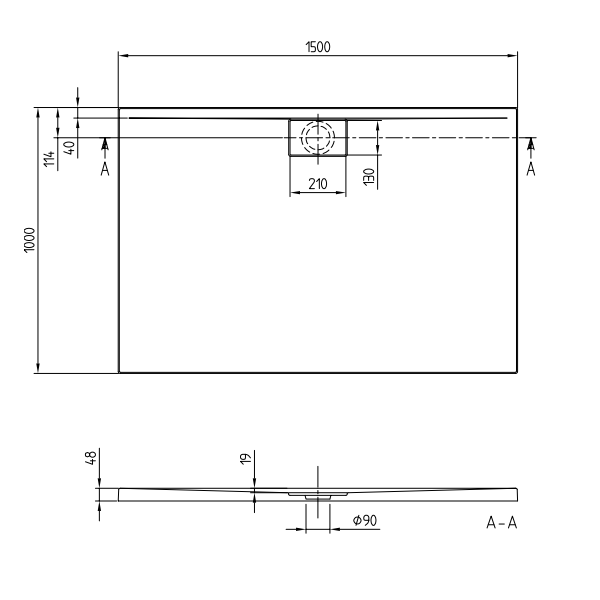 Душевой поддон Villeroy & Boch Architectura Metalrim 1500x1000x48 мм белый UDA1510ARA248V01
