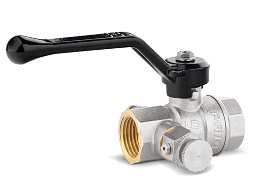 Кран шаровый с дренажем и воздухоотводчиком LD Pride ВВ рычаг 1/2 44.15.В-В.С.Р