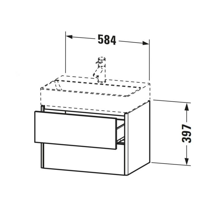 Тумба под раковину Duravit XSquare 584x390x397 мм подвесная белый глянцевый XS416702222