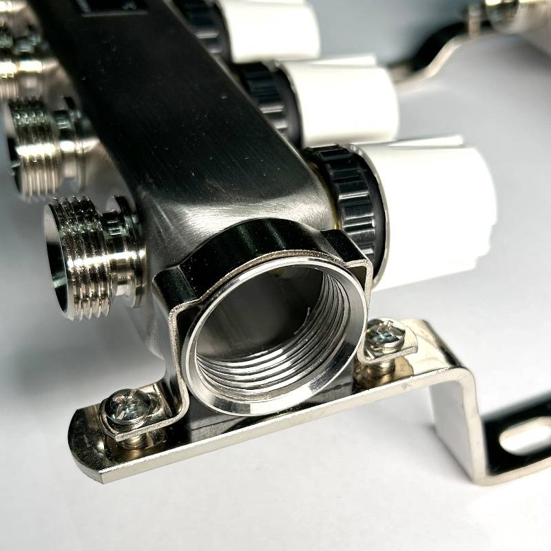 Коллекторная группа 1 x 4 выхода 3/4 STOUT с расходомерами из нержавеющей стали без концевых групп 450W4304