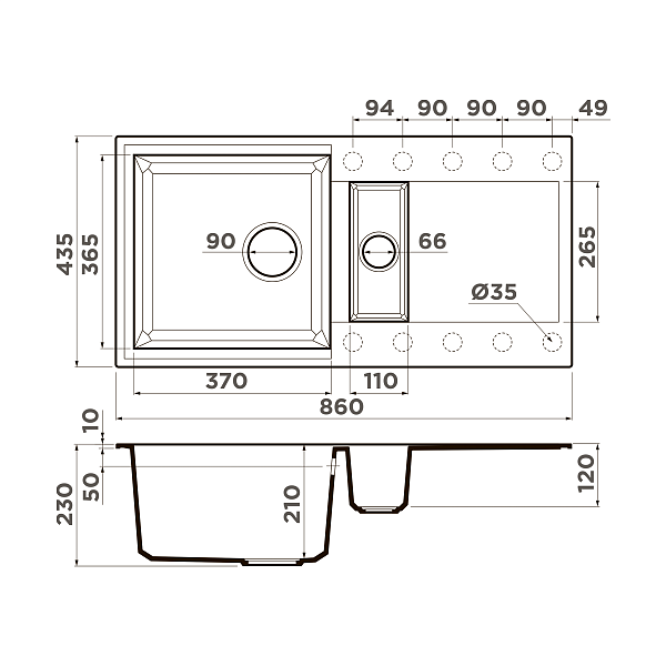 Кухонная мойка Omoikiri Sakaime 86-2 Tetogranit 86x46.5 см leningrad grey 4993560
