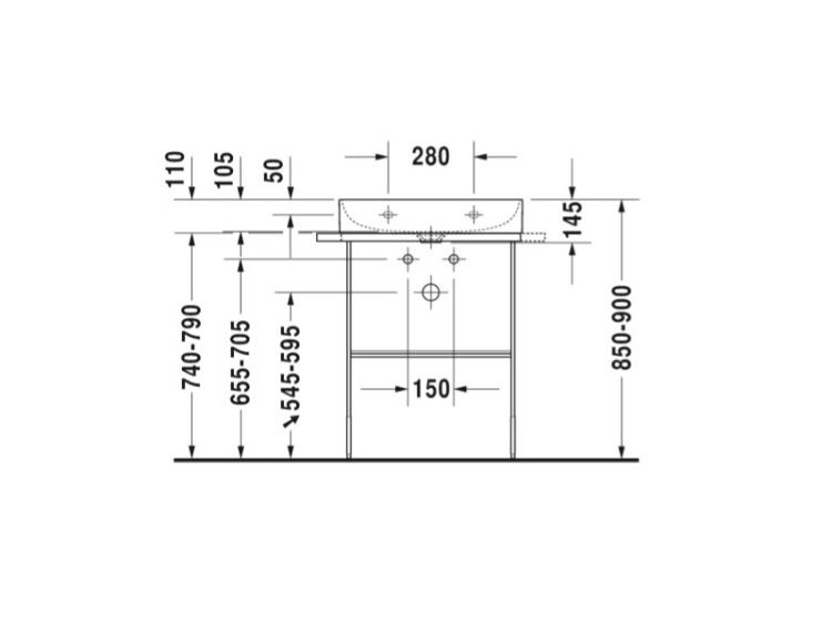 Консоль напольная Duravit DuraSquare 665x451 мм черный матовый 0031014600