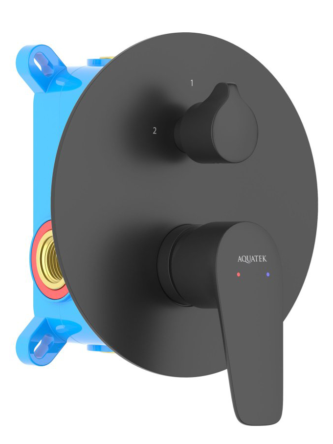 Смеситель для ванны Aquanet Бетта скрытого монтажа 2 режима матовый черный AQ1146MB