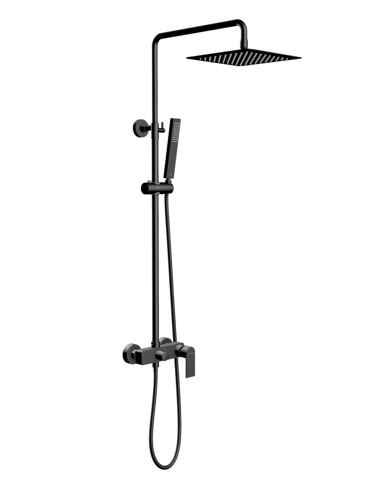 Душевая система Aquanet Лира AQ2465MB со смесителем для душа 250х250 мм матовый черный AQ2465MB