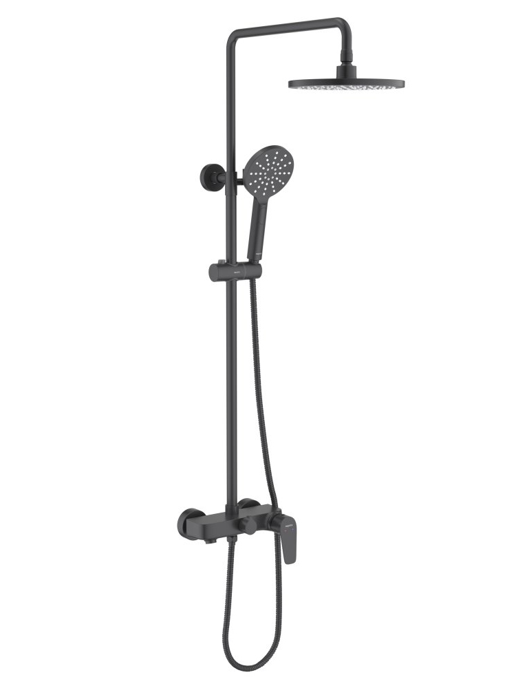 Душевая система со смесителем для ванны Aquanet Бетта 220 мм матовый черный AQ2140MB