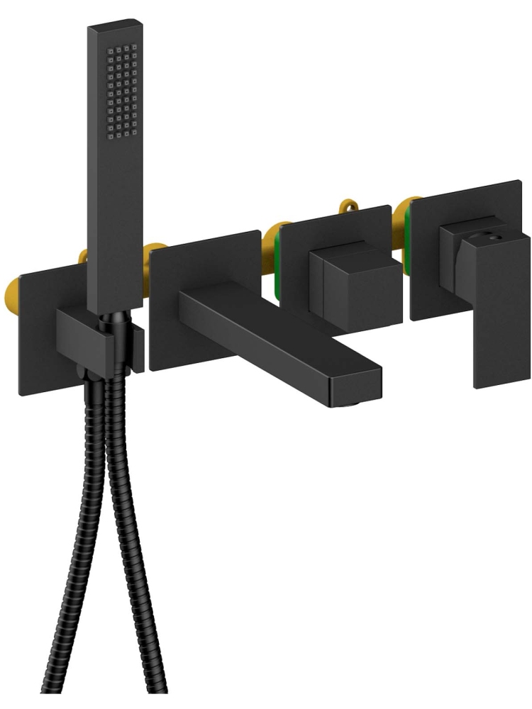 Смеситель для ванны Aquanet Libra встраиваемый комплект черный матовый AQ1644MB