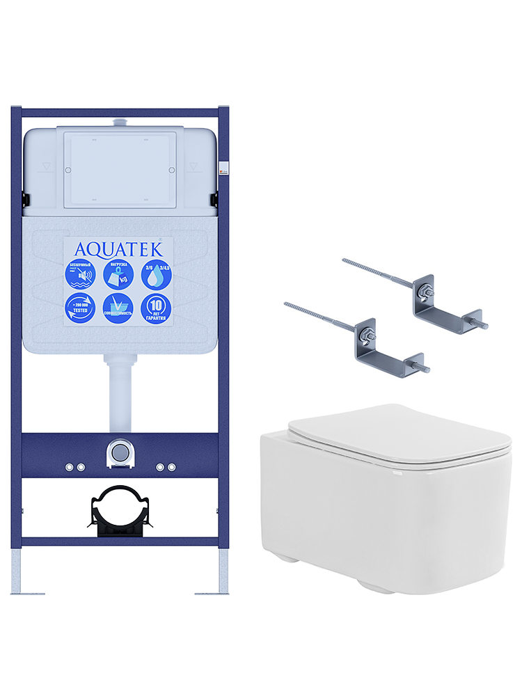 Комплект инсталляция AQUATEK Standard INS-0000012 крепеж KKI-0000002 унитаз КВАДРО AQ1515T-00 КВАДРО-T-KKI