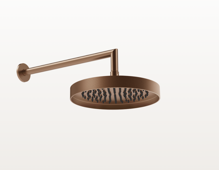 Верхний душ Gessi Tondo Ø250 мм настенный с кронштейном 342 мм Copper Brushed PVD 63645708