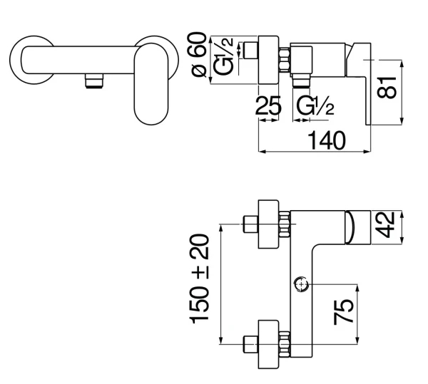 Смеситель для душа UP матовый черный UP94130BM