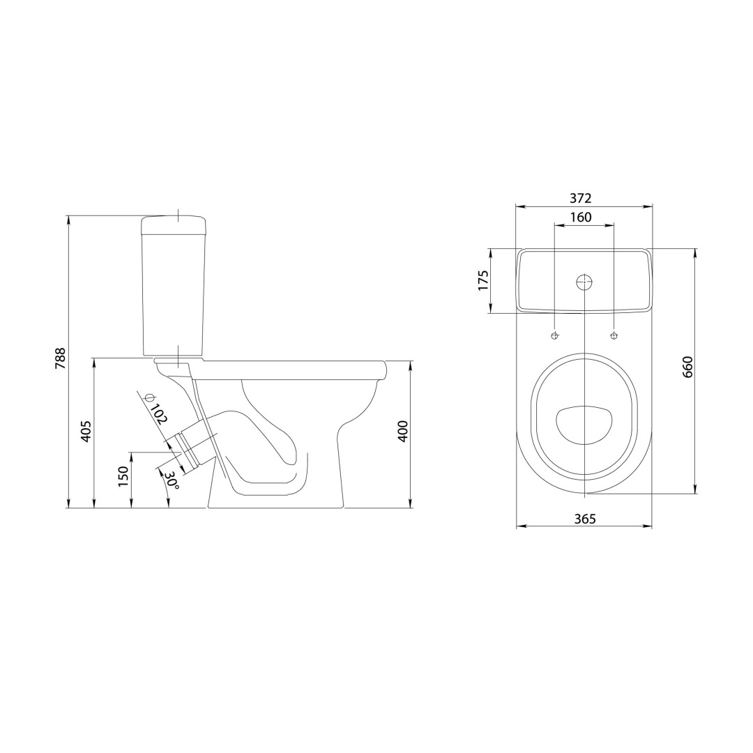 Унитаз-компакт Santeri Визит косой выпуск сиденье полипропилен 1.P405.3.S00.00B.F