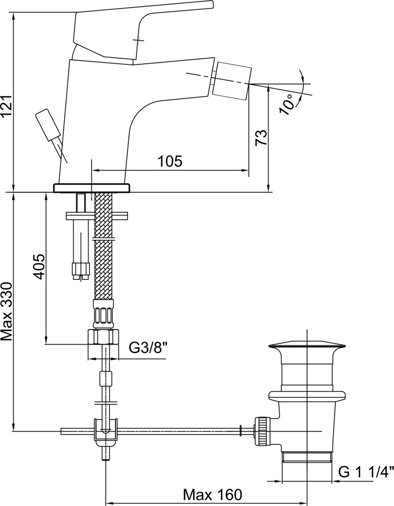 Смеситель для биде E.C.A. Tiera матовый черный 102110195C1EX