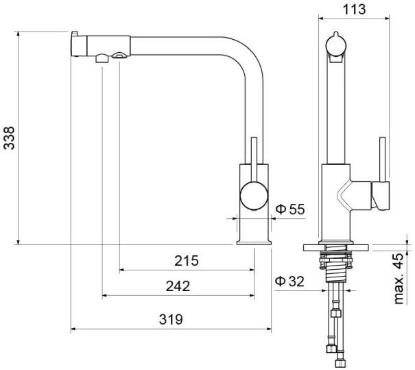 Смеситель для кухни Aquanet Европа под фильтр хром AQ1386CR