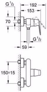 Смеситель для душа Grohe Eurosmart Cosmopolitan однорычажный хром 32837000