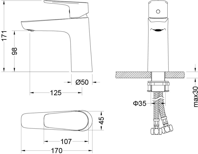Смеситель для раковины Aquanet Бетта 98 мм хром AQ1110CR