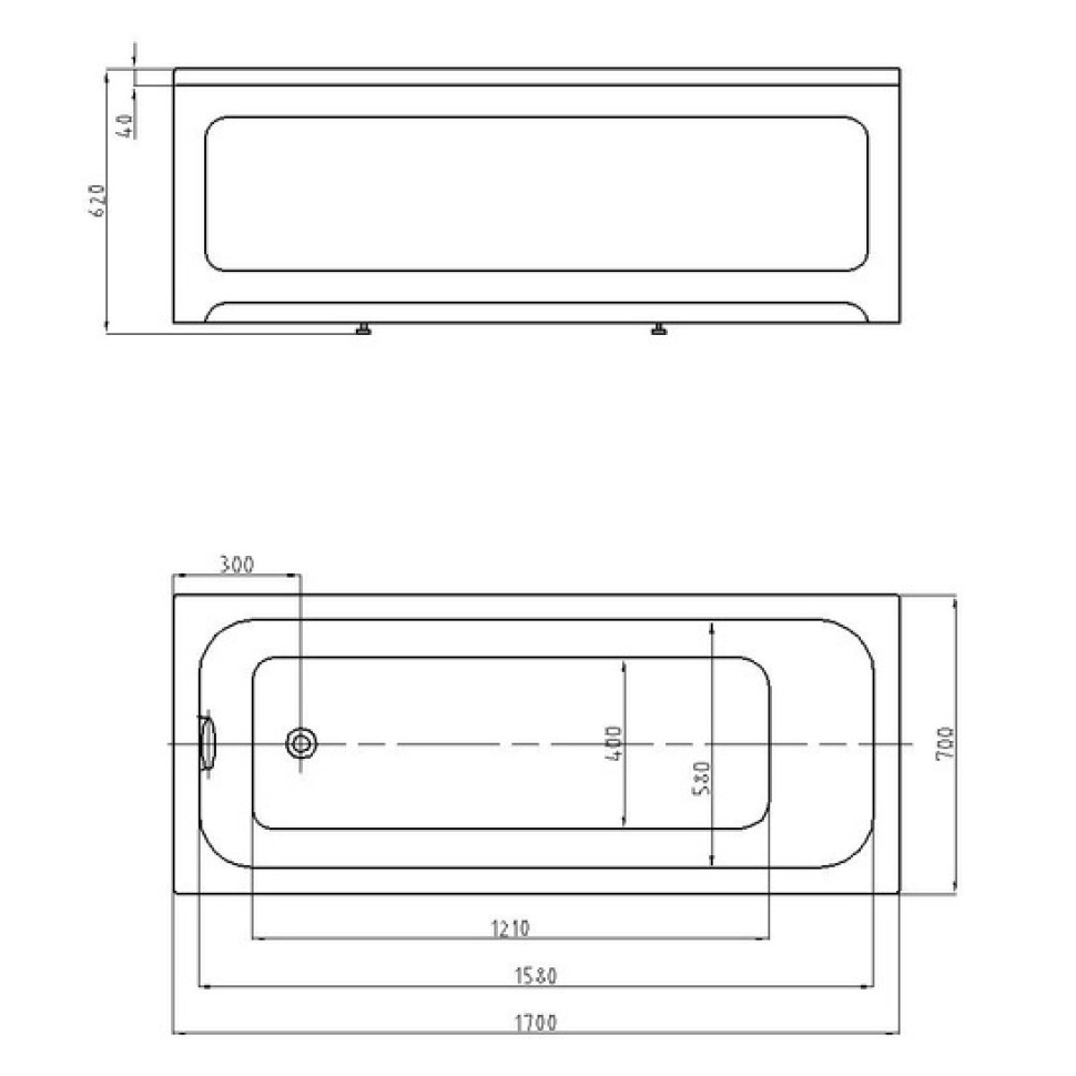 Ванна акриловая Triton Мия 170х70 см прямоугольная MIY170-0000004