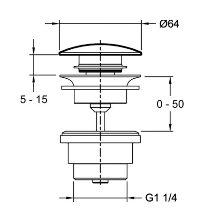 Донный клапан Jacob Delafon Push-open для раковины матовый черный E30536-BL