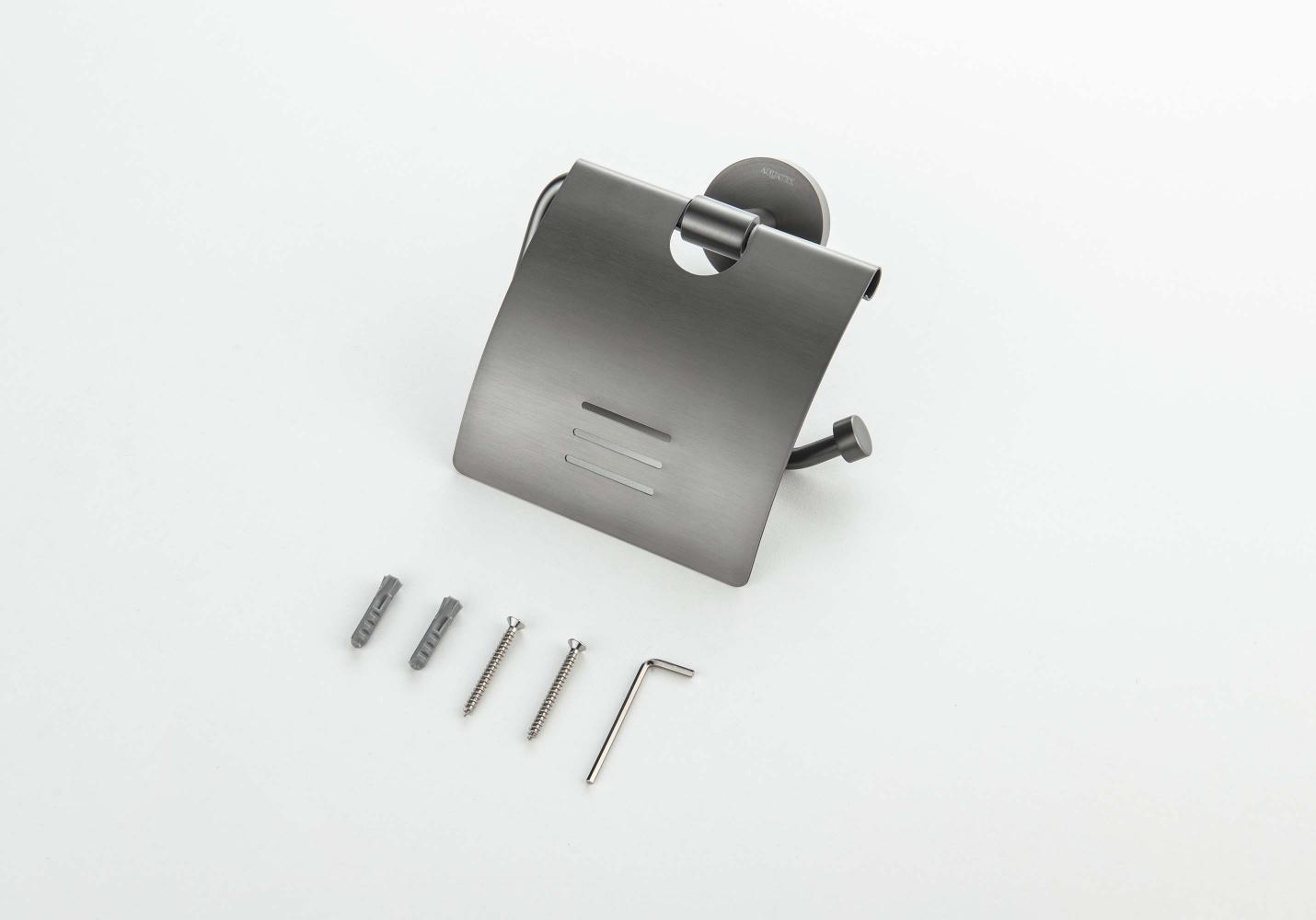 Бумагодержатель с крышкой Aquatek БЕТТА оружейная сталь AQ4609BGM