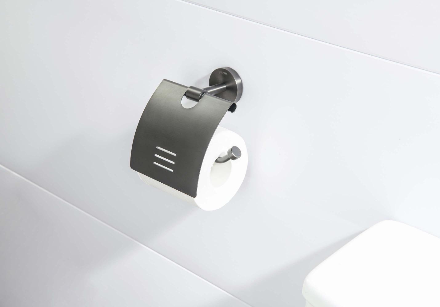 Бумагодержатель с крышкой Aquatek БЕТТА оружейная сталь AQ4609BGM