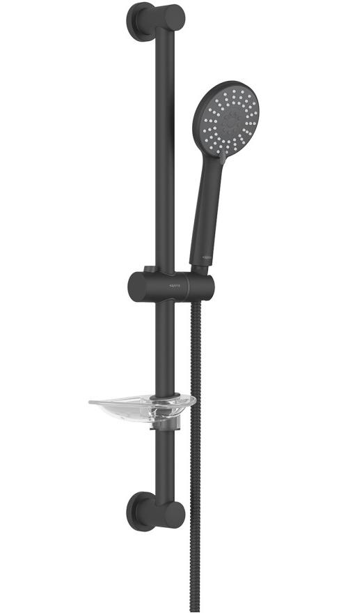 Душевой гарнитур Aquanet Бетта 3jet 65 см матовый черный AQ2013MB