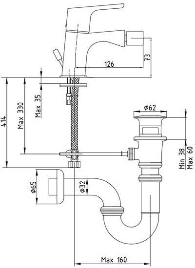 Смеситель для биде E.C.A. Luna 102110192EX